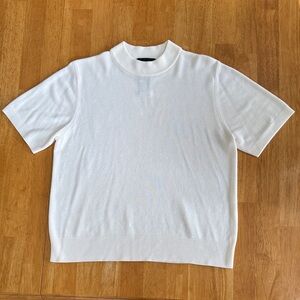 2/$6 Sag Harbor Cream Colored Shell Short Sleeve Size Large